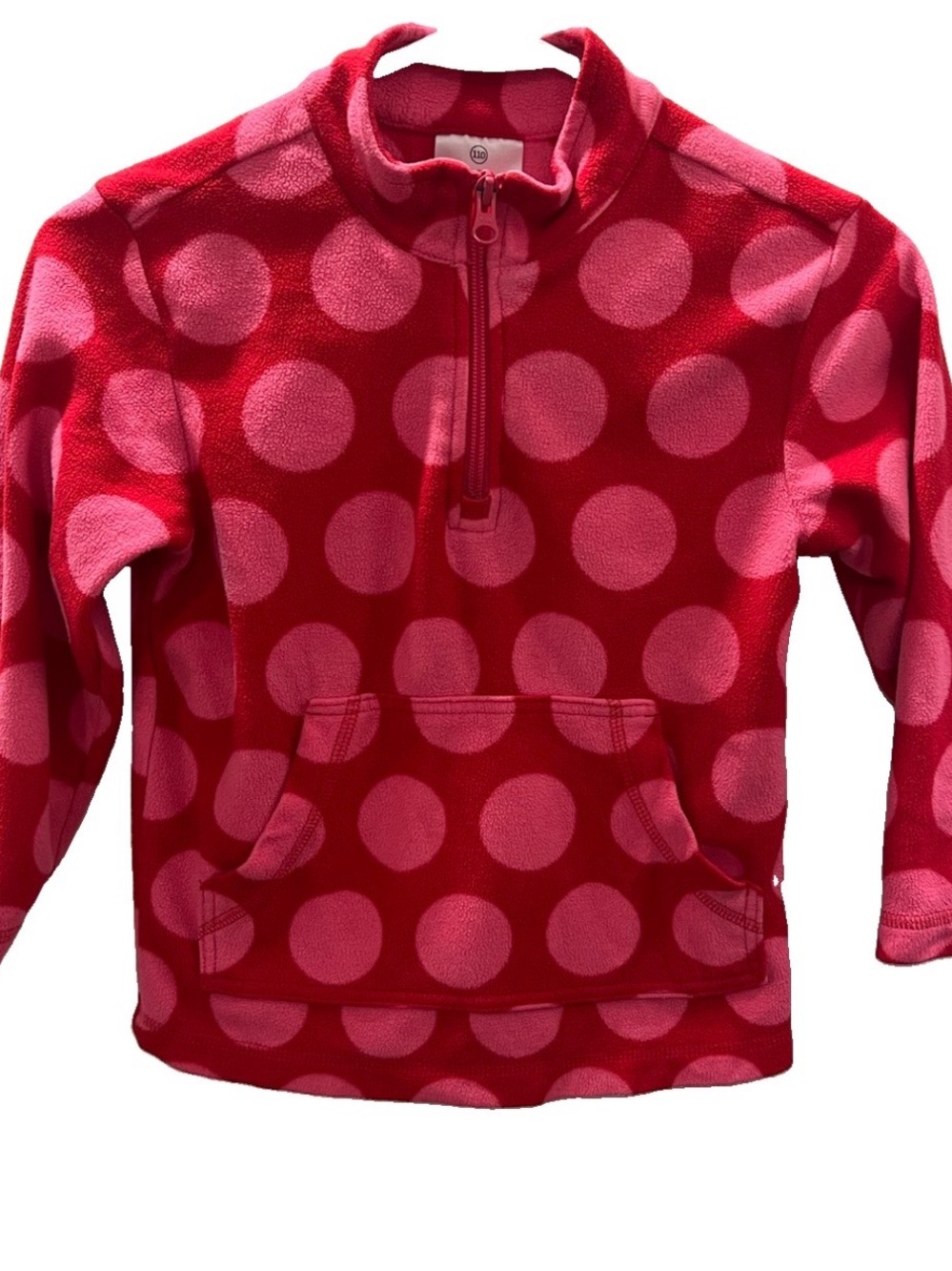 Hannah Andersson Pink and Red Polka Dot Fleece Pullover Hoodie Size 110